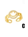 thumb Brass Cubic Zirconia Smiley Vintage Band Ring 3