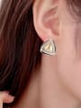 thumb Brass Imitation Pearl Triangle Statement Stud Earring 1