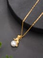 thumb 925 Sterling Silver Imitation Pearl Cat Cute Necklace 2