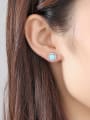 thumb 925 Sterling Silver Opal Round Minimalist Stud Earring 1
