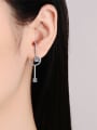thumb 925 Sterling Silver Moissanite Geometric Dainty Cluster Earring 1