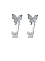 thumb 925 Sterling Silver Cubic Zirconia Butterfly Minimalist Stud Earring 3