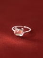 thumb 925 Sterling Silver Glass Stone Cat Cute Band Ring 1