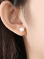 thumb 925 Sterling Silver Freshwater Pearl White Ball Minimalist Stud Earring 1