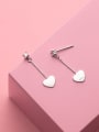 thumb 925 Sterling Silver Smooth Heart Minimalist Threader Earring 2