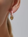 thumb Brass Enamel Heart Minimalist Huggie Earring 1