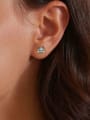 thumb 925 Sterling Silver Cubic Zirconia Cat Cute  Glow In The Dark Stud Earring 1