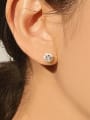 thumb 925 Sterling Silver Imitation Pearl Square Minimalist Stud Earring 1