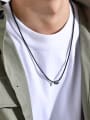 thumb Stainless steel Leather Geometric Hip Hop Necklace 1