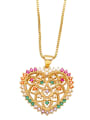 thumb Brass Cubic Zirconia Heart Statement Necklace 2