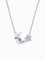 thumb 925 Sterling Silver Cubic Zirconia Moon Dainty Necklace 0