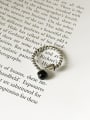 thumb 925 Sterling Silver Black Agate Twist free size Ring 1