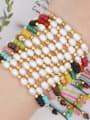 thumb Stainless steel Freshwater Pearl Multi Color Round Minimalist Woven Bracelet 1