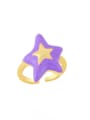 thumb Brass Enamel Five-pointed starTrend Band Ring 3