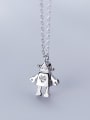 thumb 925 Sterling Silver Irregular Cute Robot Pendant Necklace 0