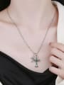 thumb 925 Sterling Silver Cubic Zirconia Cross Vintage Necklace 1