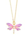thumb Brass Enamel Dragonfly Trend Necklace 4