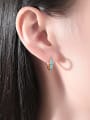thumb Brass Turquoise Geometric Minimalist Huggie Earring 1