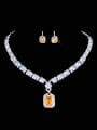 thumb Brass Cubic Zirconia Luxury Geometric Earring and Necklace Set 0