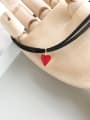 thumb 925 Sterling Silver Red Enamel Heart Classic Choker Necklace 2