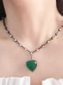 thumb Copper Glass Stone Heart Vintage Necklace 1