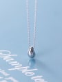 thumb 925 Sterling Silver Simple glossy water drop pendant Necklace 1