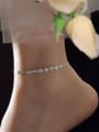 thumb 925 Sterling Silver Cubic Zirconia  Heart Minimalist Anklet 1