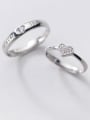 thumb 925 Sterling Silver Full diamond love couple ring Male and lady letter ring 0