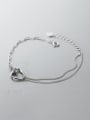 thumb 925 Sterling Silver Heart Minimalist Strand  Asymmetrical  Chain Bracelet 2