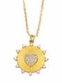 thumb Brass Cubic Zirconia Heart Vintage Round Pendant Necklace 3
