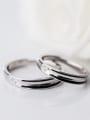 thumb 925 Sterling Silver Irregular Minimalist Couple Ring 2