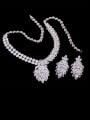 thumb Brass Cubic Zirconia Luxury Leaf Earring and Necklace Set 2