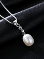 thumb 925 Sterling Silver Freshwater Pearl Oval pendant Trend Lariat Necklace 3