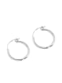 thumb 925 Sterling Silver Smooth Round Minimalist Hoop Earring 4