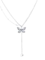 thumb 925 Sterling Silver Butterfly Vintage Tassel Lariat Necklace 0