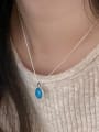 thumb 925 Sterling Silver Turquoise Geometric Minimalist Necklace 0
