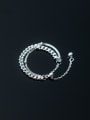 thumb 925 Sterling Silver Smooth bead double-layer chain Vintage Stackable Ring 0