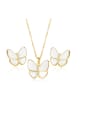 thumb Brass Shell  Minimalist Butterfly  Earring and Necklace Set 0