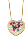 thumb Brass Cubic Zirconia Multi Color Heart Vintage Necklace 0