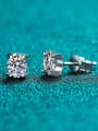 thumb Sterling Silver 1.0 CT Moissanite Square Dainty Stud Earring 0