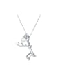 thumb 925 Sterling Silver Imitation Pearl Deer Cute Necklace 0