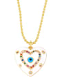 thumb Brass Enamel Evil Eye Vintage Heart  Pendant Necklace 1