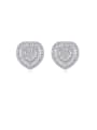 thumb Brass Cubic Zirconia Heart Luxury Stud Earring 0