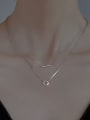 thumb 925 Sterling Silver Cubic Zirconia Round Minimalist Multi Strand Necklace 1