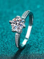 thumb Sterling Silver Moissanite  Dainty Solitaire Flower Engagement Rings 2