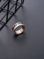 thumb Stainless steel Enamel Rhinestone Round Minimalist Stackable Ring 2