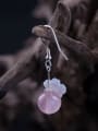 thumb 925 Sterling Silver Pink Crystal Shell Flower Vintage Hook Earring 2