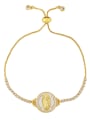 thumb Brass Cubic Zirconia Oval Vintage Wire Bracelet 0