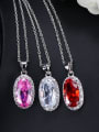 thumb Brass Cubic Zirconia  Luxury Oval Earring Ring and Necklace Set 3