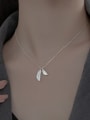 thumb 925 Sterling Silver Cubic Zirconia Leaf Minimalist Necklace 3